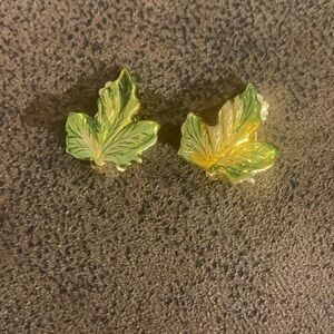 Vintage leaf clip on earrings
